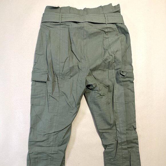 NWOT Showpo Kaori Belted Paper Bag Waist Utility Pants in Khaki Green - Size 8 - Picture 6 of 8